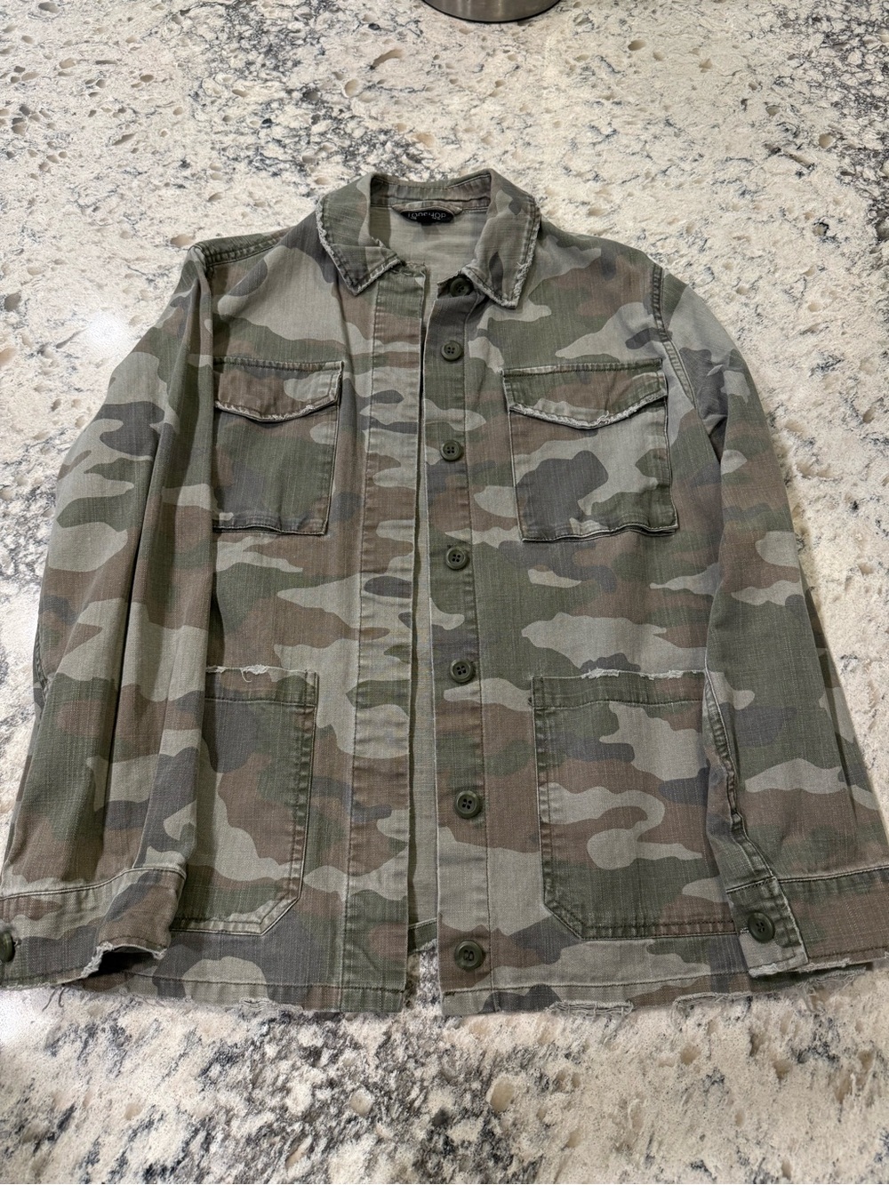 Topshop Women’s Camouflage Field Jacket - Olive & Brown
